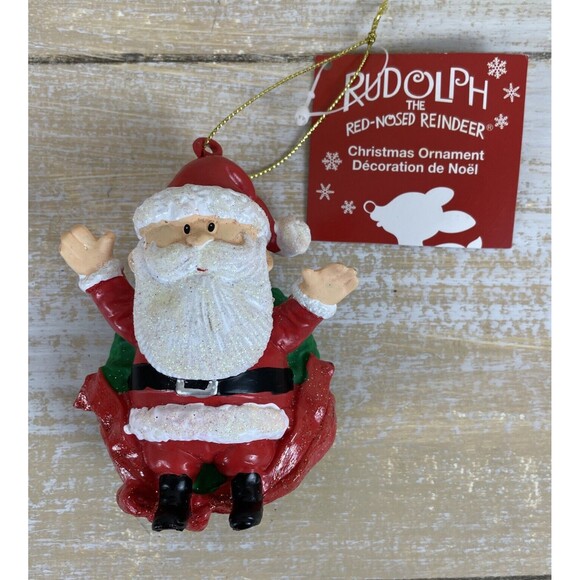 Kurt Adler Rudolph Series Santa Laying on Christmas Wreath Ornament Kohls NWT - Picture 1 of 9